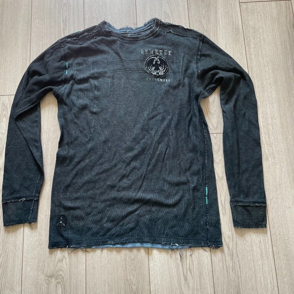 Remetee Trademark Sweatshirt Men Black 2-XL Crew Neck Long Sleeves Graphic Print